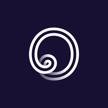 Number zero logo made of two white parallel lines on black background. Infinite loop icon.