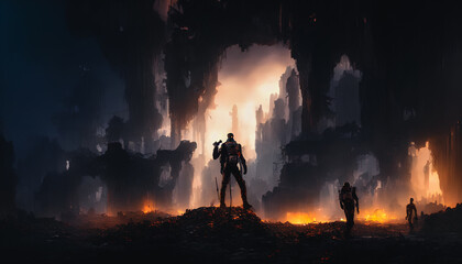 An astronaut exploring a new world on a distant planet, depicted in vivid colors and a sense of adventure and discovery. Generative AI