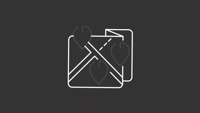 Animated EV service white line icons. Electrical vehicle station. Eco friendly solution. Seamless loop HD video with alpha channel on transparent background. Motion graphic design set for night mode