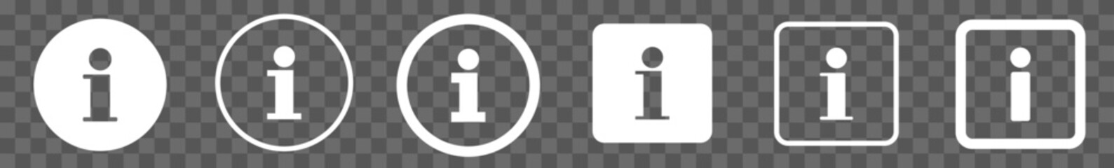 Info Point Icon White | Information Illustration | i Point Symbol | Help Logo | Hint Sign | Isolated | Variations