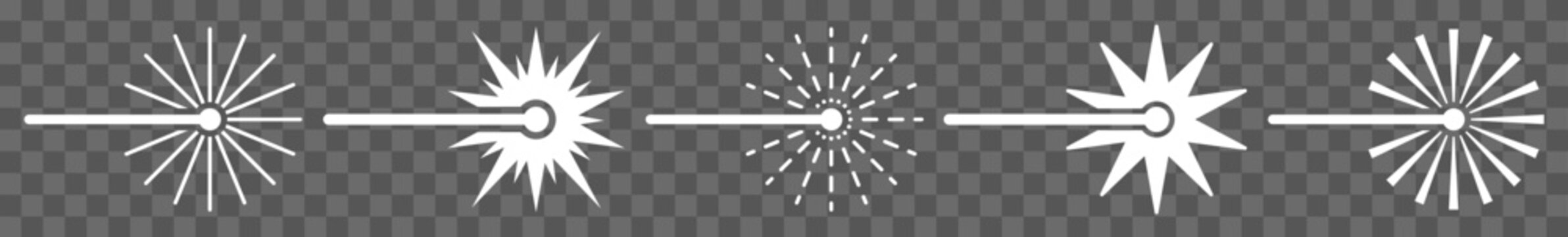 Laser Beam Icon White Laser Beams Set | Lasers Icon Beam Vector Illustration Logo | Laser-Beam Ray Icon Isolated Optical-Laser Beam Light Collection