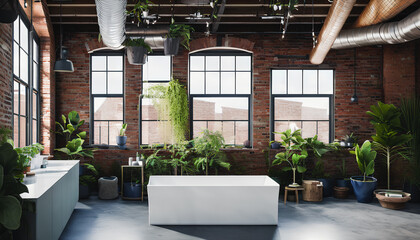 Loft, Industrial style bathroom, Generative AI