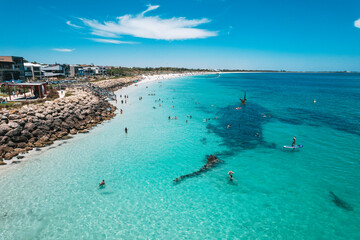 Aerial view of Coogee Beach and the Omeo Shipwreck in Coogee, Western Australia