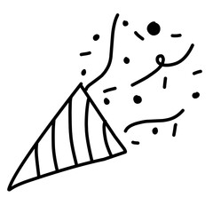 Confetti party popper hand drawn	