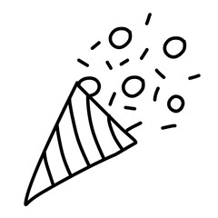 Confetti party popper hand drawn	