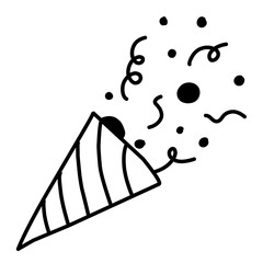 Confetti party popper hand drawn	