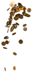 Collection of different falling Gold Coins