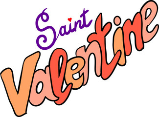 Happy Valentines day decorative lettering text vector elements composition for poster design, party invitation, advertisement offer, greeting card. Hand drawn illustration with heart.