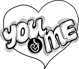 Happy Valentines day decorative lettering text vector elements composition for poster design, party invitation, advertisement offer, greeting card. Hand drawn illustration with heart.