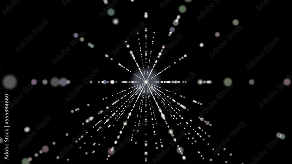Poster abstract tunnel from digital neon lights on black background. futuristic sparkling lines. technology