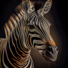 Fototapeta na wymiar zebra close up, generative ai illustration