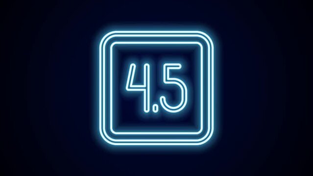 Glowing neon line Film or movie cinematography rating or review icon isolated on black background. 4K Video motion graphic animation