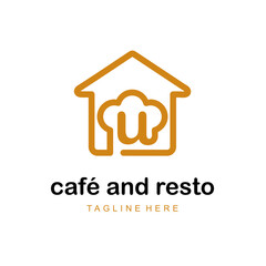 Initial Letter u with Home and Hat Cap Chef Combination Icon for Catering Service, Restaurant, Home Cooking, Baker Class Simple Logo Idea Template  © Partinem