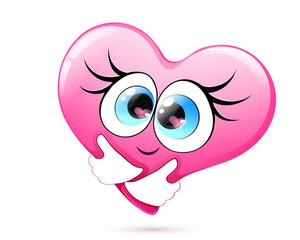 Cute cartoon pink heart. Love yourself concept. Happy Valentine's day vector card