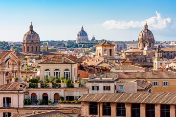 Rome cityscape with dome of St. Peter's basilica in Vatican - obrazy, fototapety, plakaty