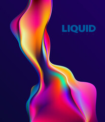 Abstract liquid holographic shape. Colorful fluid design element. - 555395677