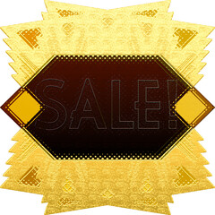 Abstract transparent golden texture sale sign design element.