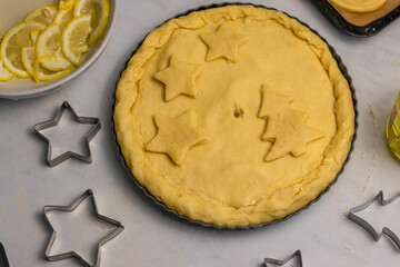 lemon pie ready for the oven