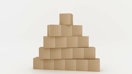 Christmas tree made of kraft boxes. 3d rendering.