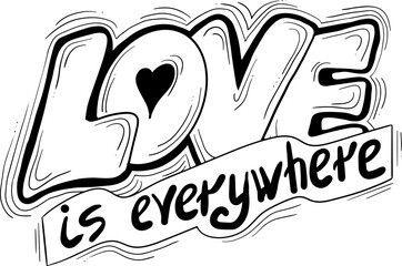 Happy Valentines day decorative lettering text vector elements composition for poster design, party invitation, advertisement offer, greeting card. Hand drawn illustration with heart.