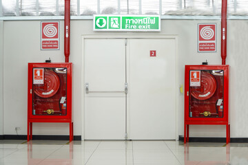 Fire extinguishers and fire hoses in corridors and fire escapes,fire protection concept