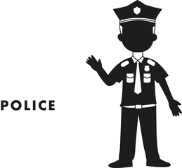 Police isolated vector Silhouettes