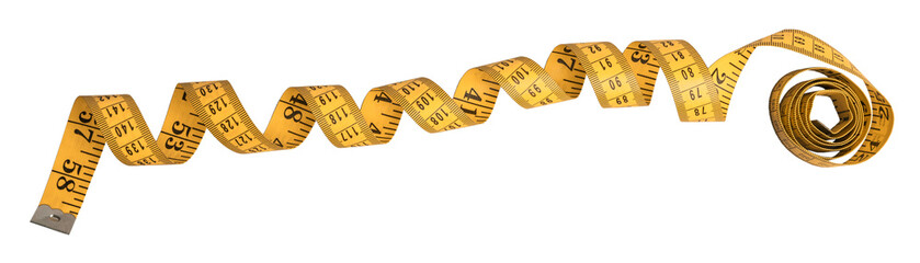 yellow tape measuring rolled. Loss of weight concept