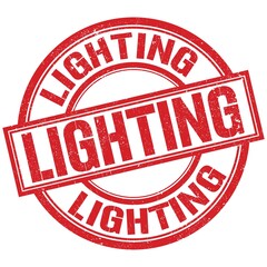 LIGHTING written word on red stamp sign