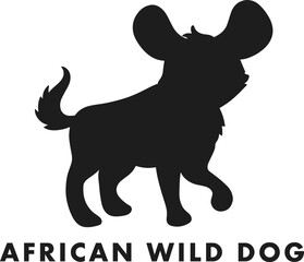 African wild dog isolated silhouettes 