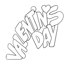 Happy Valentines day decorative lettering text elements composition for poster design, party invitation, advertisement offer, greeting card. Hand drawn illustration with heart.