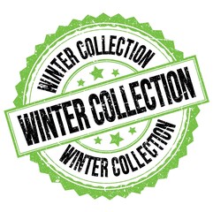 WINTER COLLECTION text on green-black round stamp sign