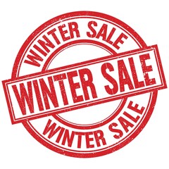 WINTER SALE written word on red stamp sign