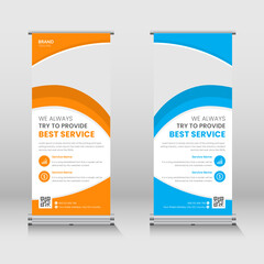 Creative business agency roll up banner design or pull up banner template
