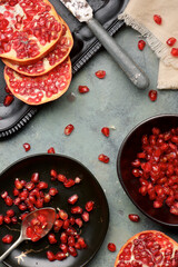 Pomegranates on a table