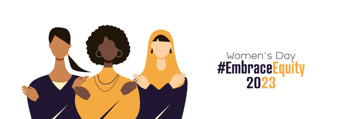 Women's Day 2023 banner. #EmbraceEquity