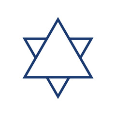 Naklejka premium Two triangles in the shape of the Jewish star of David in line style vector illustration with editable stroke