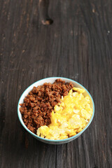 Sweet  and Minced Chicken Rice Bowl with Scrambled Egg