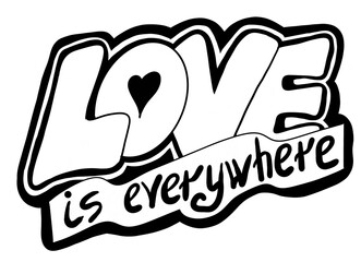 Happy Valentines day decorative lettering text elements composition for poster design, party invitation, advertisement offer, greeting card. Hand drawn illustration with heart.