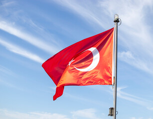 turkish flag against sky