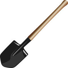 Shovel with a long handle. Digging tool.