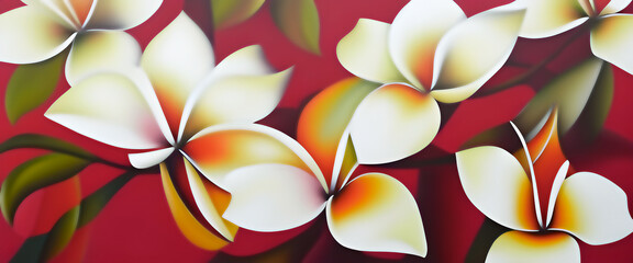 Abstract plumeria frangipani flower, nature background illustration, generative ai