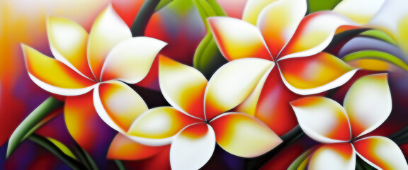 Abstract plumeria frangipani flower, nature background illustration, generative ai