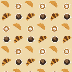 pattern coffee and chocolate croissants 