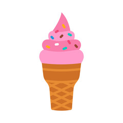 Ice cream in a waffle cup. Vector illustration
