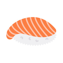 Salmon sushi nigiri on white background. Sake nigiri. Traditional Japanese food.