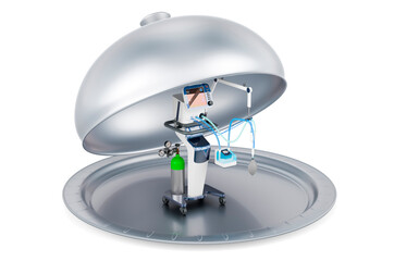 Restaurant cloche with ventilator for artificial ventilation, 3D rendering
