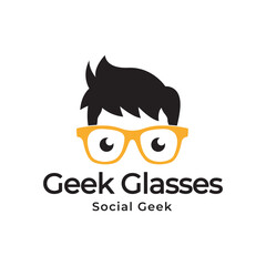 geek logo template vector illustration. Cool geek guy nerd vector logo design template 