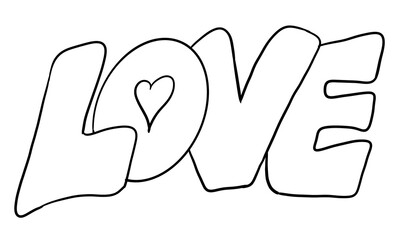 Happy Valentines day decorative lettering text elements composition for poster design, party invitation, advertisement offer, greeting card. Hand drawn illustration with heart.