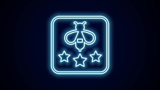 Glowing neon line Type of bee icon isolated on black background. Sweet natural food. Honeybee or apis with wings symbol. Flying insect. 4K Video motion graphic animation