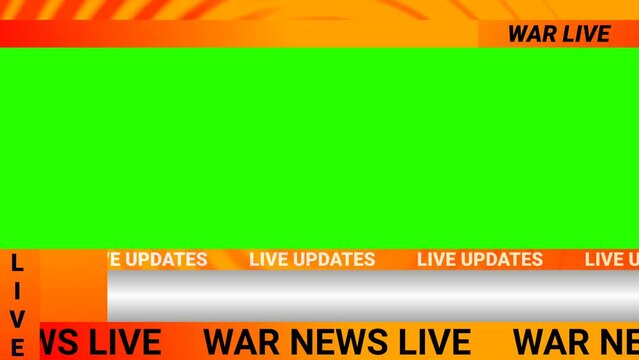 full war news background with green screen, live headlines and logo space. seamless live war news animation.